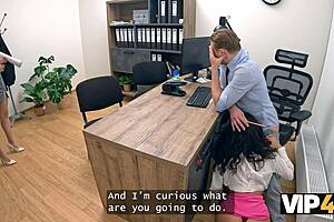 hey bank boss lady czech with glasses orgasms hard on subordinate