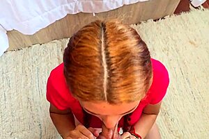 Girlfriend surprises with first time ass fuck, homemade petite redhead pov