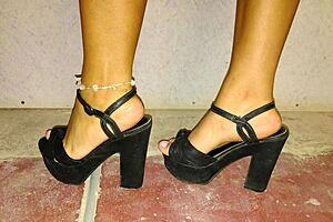 Sexy Virgin Latina Sol Teases in Miniskirt and High Heels