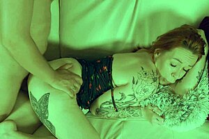 watching tv with redhead babe leads to couch pounding