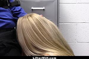 officer dives into moan-filled oral on liftermilf teen before desk plowing session