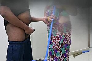 telugu maid's huge natural tits bounce during fun with landlord