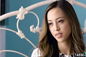 Holy fuck, innocent Asian teen Alexia Anders kisses then rides monster cock hard!