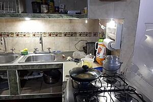 estefani strips naked for steamy pancake prep