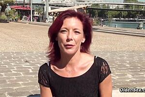 redhead french milf slips into lingerie for hotel vacation blowjob and hardcore fuck