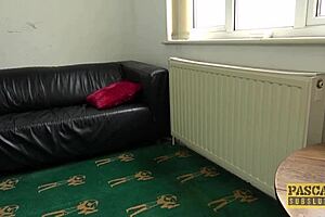 inked sub slut gets mouth banged hard and swallows every drop