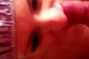 samantha takes a massive facial cumshot after sloppy blowjob