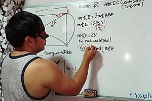 Nerdy Asian teacher lets student cum inside during math sex