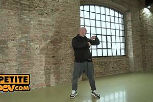 Evelina Darling and Lexi Layo jump into casual POV threesome action riding cowgirl and taking anal doggystyle together