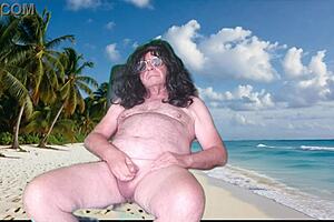 voyeur catches beach big ass tanned babe's shaved pussy creampie footjob closeup