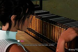 lora croft the horny librarian rips skirt no panties wet pussy outdoor 🔥