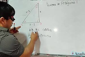 bold nerd teacher demonstrates erotic math theorem in bedroom