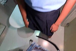 sexy latina alumna rides teacher cock in school bathroom creampie