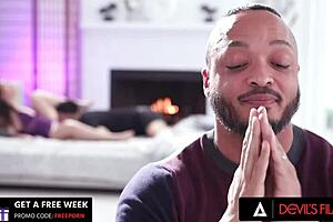 victoria voxxx 😈 bisexual threesome: victoria sucks deep while bent over double penetrated by husband and friend