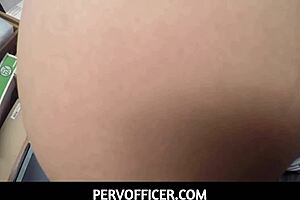 um pervofficer shy shoplifter sucks officers huge cock to escape