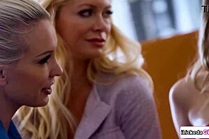 lesbian doctor devours teen 18+ pussy while milf watches in hospital