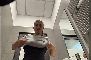 BbW teen first time public toilet ass fuck orgasm