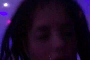 she drops to her knees for a sloppy blowjob flaunting her big tattooed ass