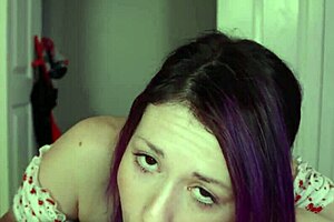 petite slut's sloppy deepthroat looks so cute with huge cock bulging