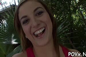 Nympho teen rides cock hard like a total dick addict