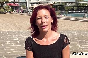 redhead french milf slips into lingerie for hotel vacation blowjob and hardcore fuck