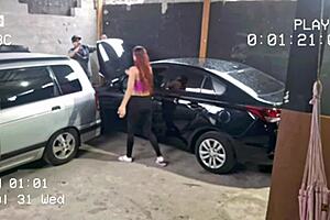 redhead amateur gets fucked hard in car mechanic shop