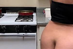 Redbone Bent Over BBC Doggystyle in Kitchen