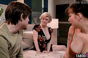 Naughty milf mother-in-law teaches anal threesome to eager young stud