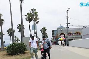 Ecstasy surges as fit milf granny takes hard doggystyle pounding on public beach sidewalk