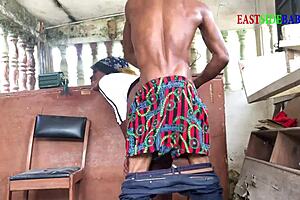 after intimate moments with ebony beauty, her partner walks in on the passion