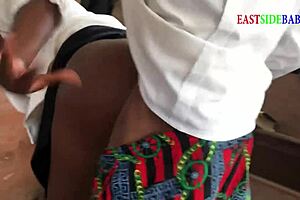 after intimate moments with ebony beauty, her partner walks in on the passion