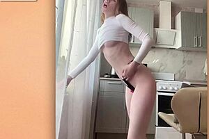 sucking girlfriends dildo deep then fucking it hard