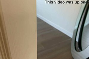 hubby spies pov as muscular housewife milf masturbates wet pussy with big clit vibrator