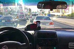 petite babe sneaks road head on las vegas boulevard monster cock pov