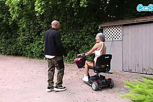 Ecstasy surges as fit milf granny takes hard doggystyle pounding on public beach sidewalk