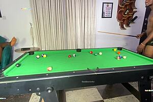 My sexy slut girlfriend moans loud licking my pussy while riding during snooker time.