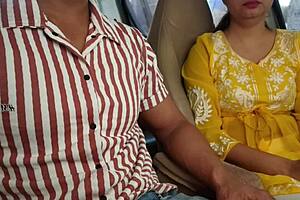 Risky public car boob flash