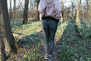 redhead sneaks forest suck while hubby's away