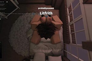 Shy fan gives her body for wild Roblox play with Litfrith.