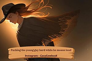 Young Stud Moans Loud as Pussy Pounds Him Hard