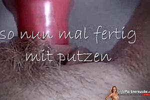 German Girl Relaxes Solo In Front Of Webcam