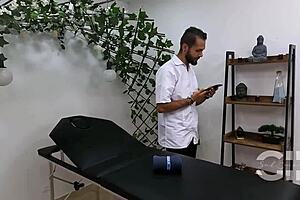 Salome Gil gets masseur's huge cock happy ending deepthroat in bath part 1.