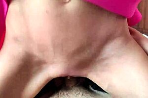 Skinny classmate in pink dress bent over for intense doggy pounding