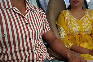 Risky public car boob flash