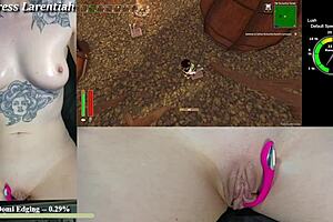 Twitch goth egirl teases with oiled shaved pussy toys and dripping cum play