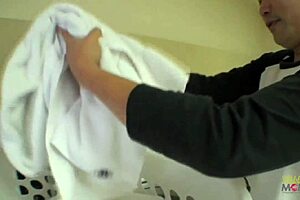 Asian guy, you sucking her clit before pounding that blonde pussy doggystyle on the sofa?