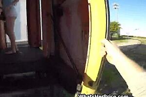 Redhead Agrees To Oral Act In Derelict Wagon Exchange For Payment