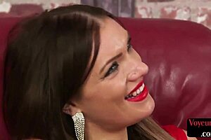 Hey voyeur, watch this curvy British interracial couple tease your jerk off