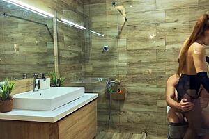 hot redhead myredfoxgirl rips clothes for bathroom cheating cumshot at party