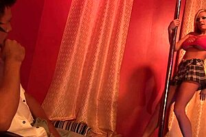 blonde lap dancer trembles with desire fucked by ripped muscle stud